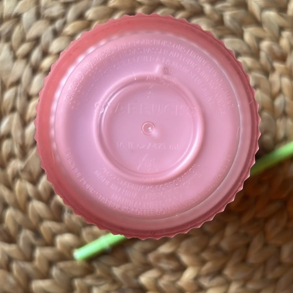Starbucks Pink Textured Tumbler with Green Straw